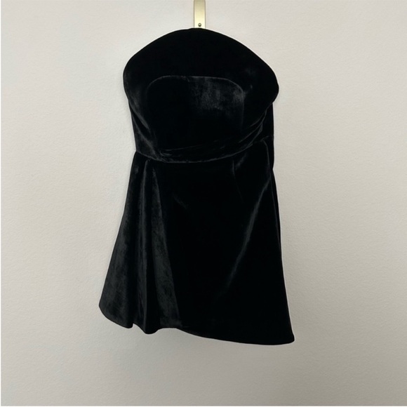 Brandon Maxwell Asymmetrical Velvet Mini Dress Black - Picture 10 of 13